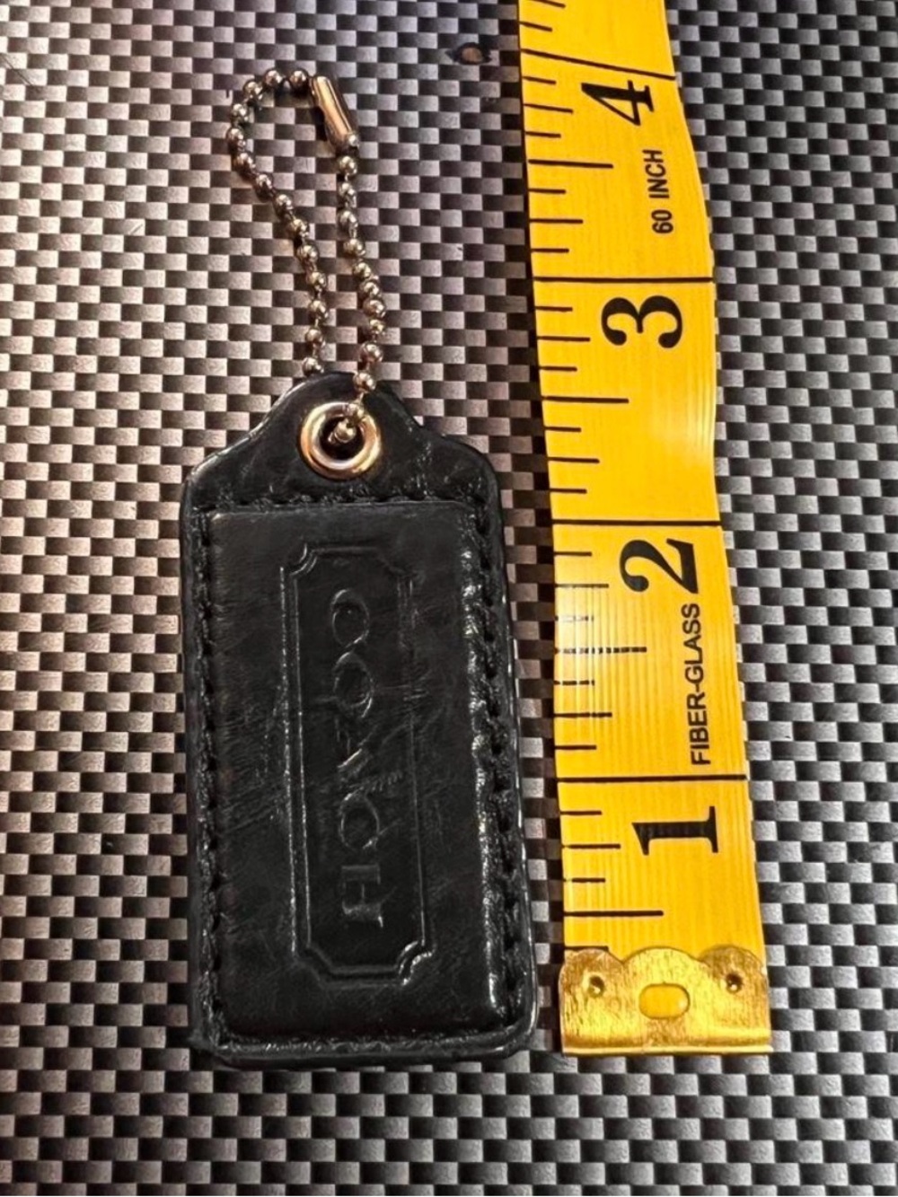 Vintage Coach black patent  leather keychain bag charm hang tag